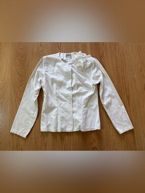 Vintage Sachi New York white cotton blazer sz S coquette Y2K 3D flower romantic